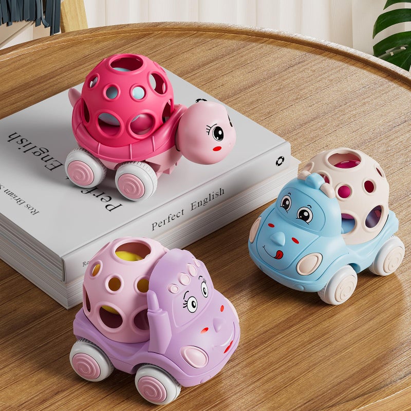 BeAndge Toys for Baby Girl Gifts  Baby Girl Toy Cars  Car Toys  Pink Play Cars for Girls  Push and Go Rattle Car for Infant Girl Birthday Gift for Baby Girls - Image 3